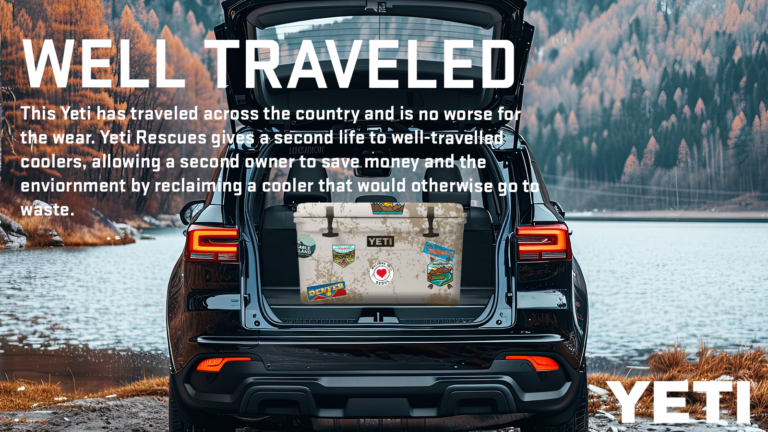 YETI ad created as part of graphic design class "Well Traveled" campaign.